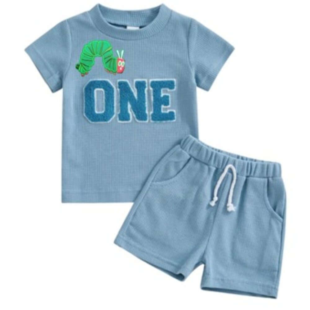 The Very Hungry Caterpillar Blue Boy First Birthday Outfit Clothes Shirt Shorts